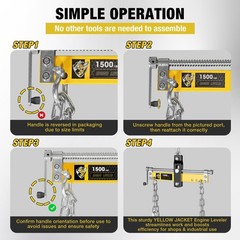 YELLOW JACKET Engine Load Leveler 1500lbs Steel Engine Hoist Shop Crane Acces…