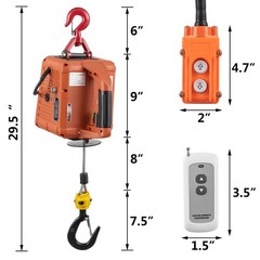 3 in 1 Portable Electric Hoist Winch Crane 1100lbs Wired/Wireless Remote Control