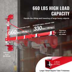 Electric Hoist Support Arm Swing Holder with Pole Steel Hoist Frame 180° Scaffol