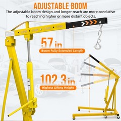 Engine Hoist ,2 Ton Folding Heavy Hydraulic Cherry Picker Shop Crane Hoist Lift