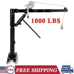 1000lbs Pickup Truck Crane Hoist Jib Crane 360° Swivel Hoist Lift w/Manual Winch