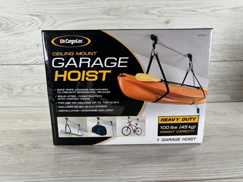Garage Hoist CargoLoc Ceiling Mount 100 lbs Organize Clean New Never Used