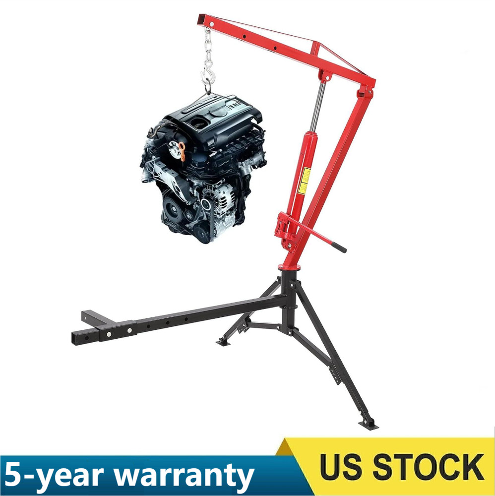 1000 Lbs Hydraulic Pickup Truck Crane 360° Swivel Hitch Mounted Bed Crane