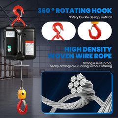 3 in 1 Electric Hoist Winch 1,100Lb Wireless Remote Control, Cable Remote Contro
