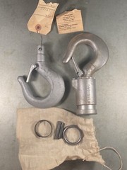 (2) NOS cast aluminum EATON HOISTING SWIVEL HOOK W/ SAFETY LATCH Forrest City AR