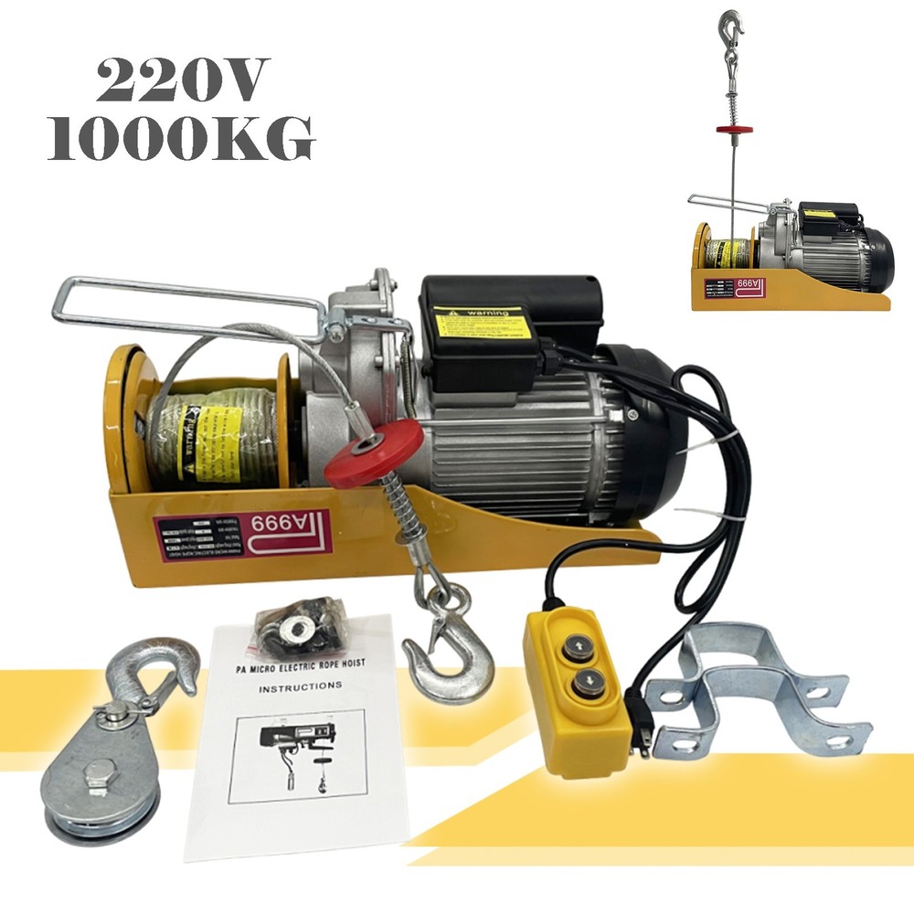220V 1000KG Small Wire Rope Winch Multi-Functional Electric Hoist 1.8KW
