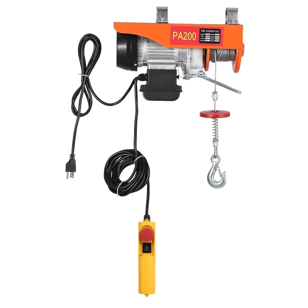 Electric Hoist 440lbs Crane Winch with Wired Remote Control 480W 110V