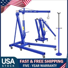 2 Ton Engine Hoist Folding Cherry Picker Lift w/ 3/4Ton Underhoist Support Stand