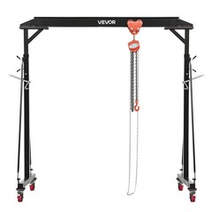 VEVOR Adjustable Gantry Crane 2200 lbs 95.7-142.9 in with Manual Trolley Hoist