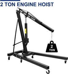 2 Ton Folding Engine Lift with 6 Wheels Heavy Duty Steel Hydraulic Shop Crane