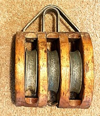 Boston Lockport 3 Wheel Wood/Steel Hoist Large Block-MADE IN THE USA