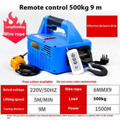 Electric Hoist Home Crane Portable Hand Winch Pull Block Wire Rope Hoist 220V