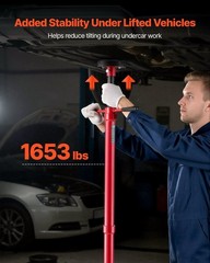 Underhoist Support Stand – 1653lb, Adjustable 52″-80″, Rubber-Metal Top, Steel