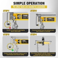 YELLOW JACKET Engine Load Leveler 1500lbs Steel Engine Hoist Shop Crane Acces…