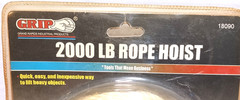 2000 lb Rope Hoist – GRIP 18090 – 65′ Length – 2.5″ Pulleys – NEW in Package