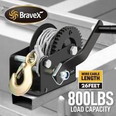 800lbs Capacity Heavy Duty Hand Winch, Crank Strap Gear Winch with 26 feet St…