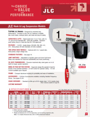 CMCO – COFFING JLC ELECTRIC CHAIN HOIST – 500 LB CAPACITY