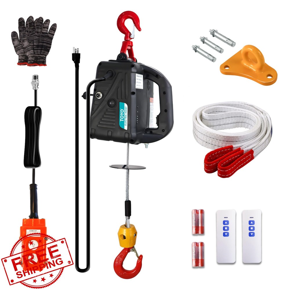TOYO 1100LBS Electric Hoist Winch Black