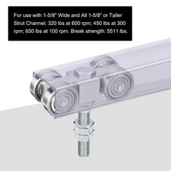 4 Wheel Silent Trolley Assembly Roller with Screw Nuts for 1-5/8″ Taller Channel