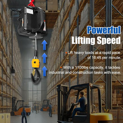 1100LBS Electric Hoist Winch 2-In-1 | 110V 1500W Portable Manual & Remote Contro