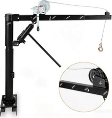 1000 Lbs Pickup Truck Crane Manual Winch Hoist 360 Swivel 4 Position Boom, Black