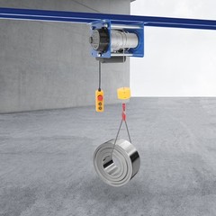Blue Electric Hoist Winch 110V 881LBS Electric Hoist With Long Steel Wire Rope