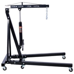 2 Ton Folding Engine, Heavy Duty Steel with 6 Iron Caster Wheels (Black)