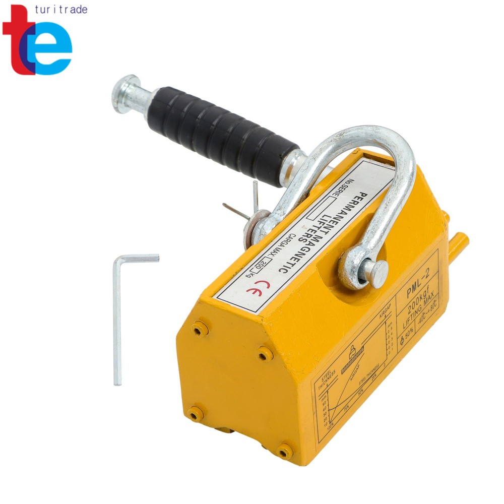 Permanent Magnetic Lifter Lifting Magnet 440 lbs/200 kg Neodymium Hoist – Yellow
