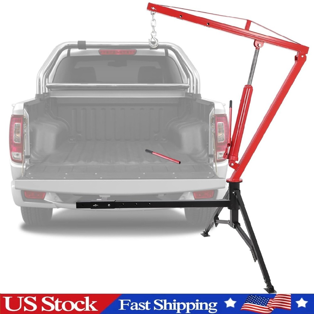 Hydraulic Pickup Truck Crane ,1000Lbs Capacity 360° Swivel Hitch Mounted Crane