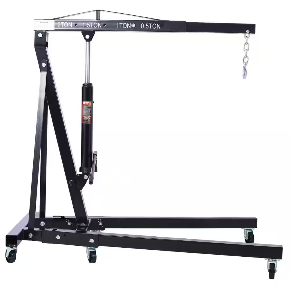 2 Ton Folding Engine Hoist Cherry Picker Shop Crane Hoist Lift, Heavy-Duty Steel