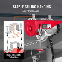 880Lbs Electric Hoist with Wireless Remote Control, 110V Electric Hoist with Rem