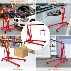 2 Ton Engine Hoist, Folding Hydraulic Cherry Picker Shop Crane Engine Hoist Lift