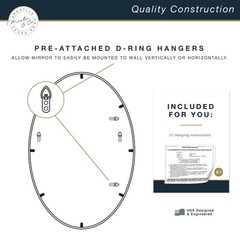 MCS Master & Co. Modern Metal Large Wall Mirror, Minimalist Home Decor Oval M…