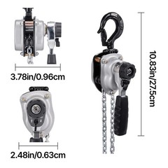 Manual Lever Chain Hoist, 550LBS Capacity, 10FT Lift, G80 Steel Chain, Dual Pawl
