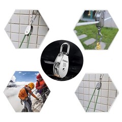 2Pcs M25 Single Pulley Block 304 Stainless Steel Swivel Cable Pulleys Wheel f…