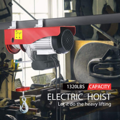 1320 Lbs Winch with Remote Control, Zinc-Plated Steel Wire Hoist for Garage, War