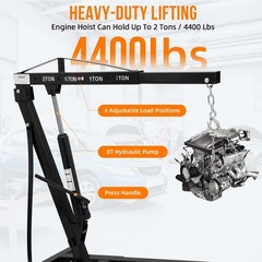 2 Ton Folding Engine Hoist Lift Hydraulic Cherry Picker Shop Crane Hoist 4400lbs