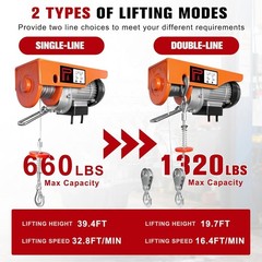 Remote Control Electric Hoist 110V 1320Lbs