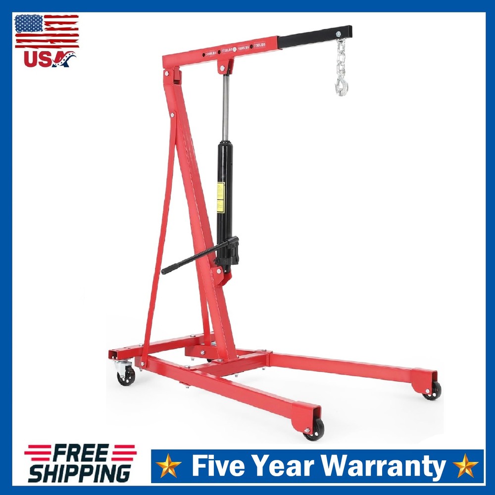 1.5 Ton Engine Hoist Lift ,Portable Hydraulic Cherry Picker Shop Crane 3000 LBS