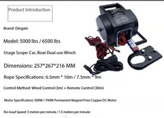 Electric Winch 12V 5000lb Off-Road Vehicle6500Marine Self-DriveTouring Equipment