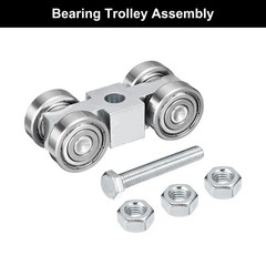 4 Wheel Silent Trolley Assembly Roller with Screw Nuts for 1-5/8″ Taller Channel