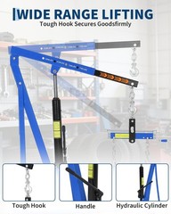 Engine Hoist Lift ,1.5 Ton Portable Hydraulic Cherry Picker Shop Crane 3000 LBS