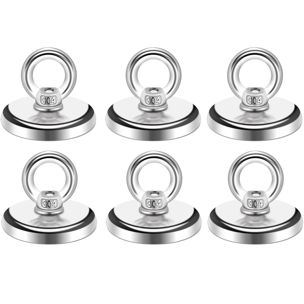 MIKEDE Strong Neodymium Fishing Diam 1.26″-100lbs Single Hole 6P, Silver