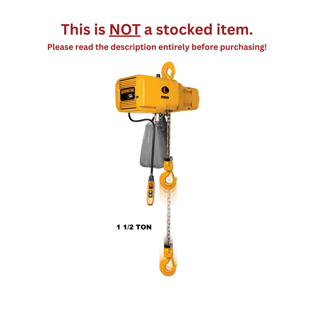 HARRINGTON ER ELECTRIC CHAIN HOIST, 1 1/2 TON CAPACITY