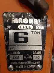 Magna Manual Lever Chain Hoist, 70389, 6 Ton, 20ft Chain, Come-a-Long, c-x