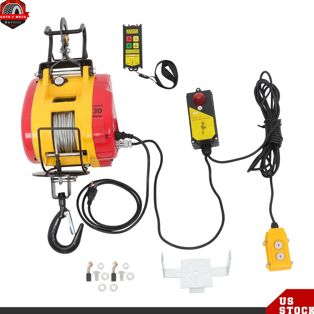 2-in-1 Electric Hoist Winch, 1100 lbs Capacity with Wireless&Wire Remote Control