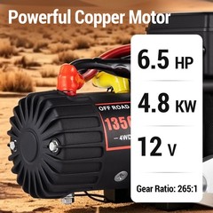 SIHAO 13500LBS 12V Electric Winch 92FT Synthetic Rope For Truck ATV Off Road 8