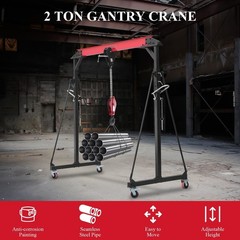 1 T Adjustable Gantry Crane, 2200-Lb. Capacity, 7.5Ft-12Ft. Lift&Locking Wheels