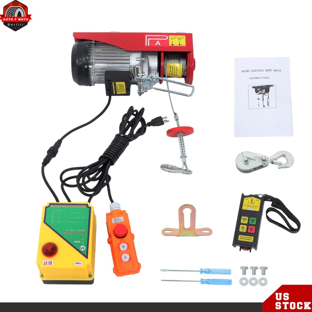 1320lbs Electric Hoist & 328ft Wireless Remote Control,14ft Wired Remote Control