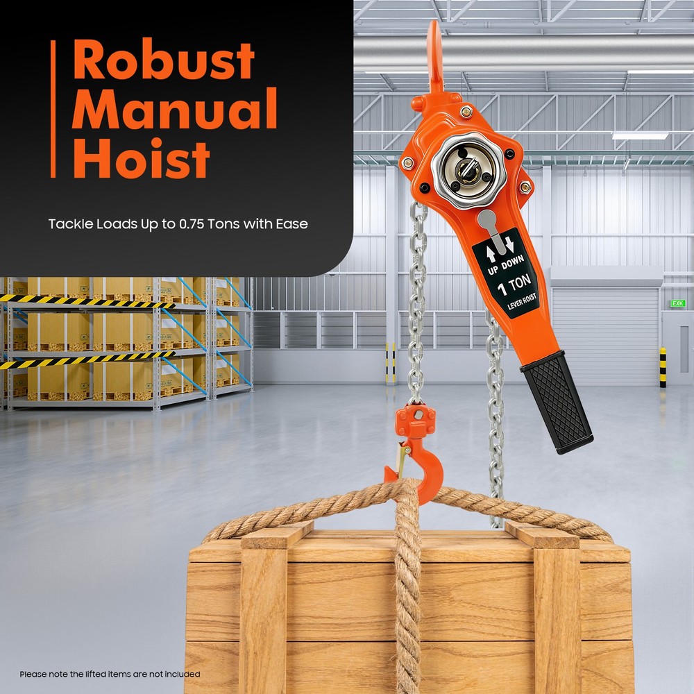 3/4 Ton Manual Chain Hoist Ratchet Type Come Along Puller 2 Hooks 10 FT Lift